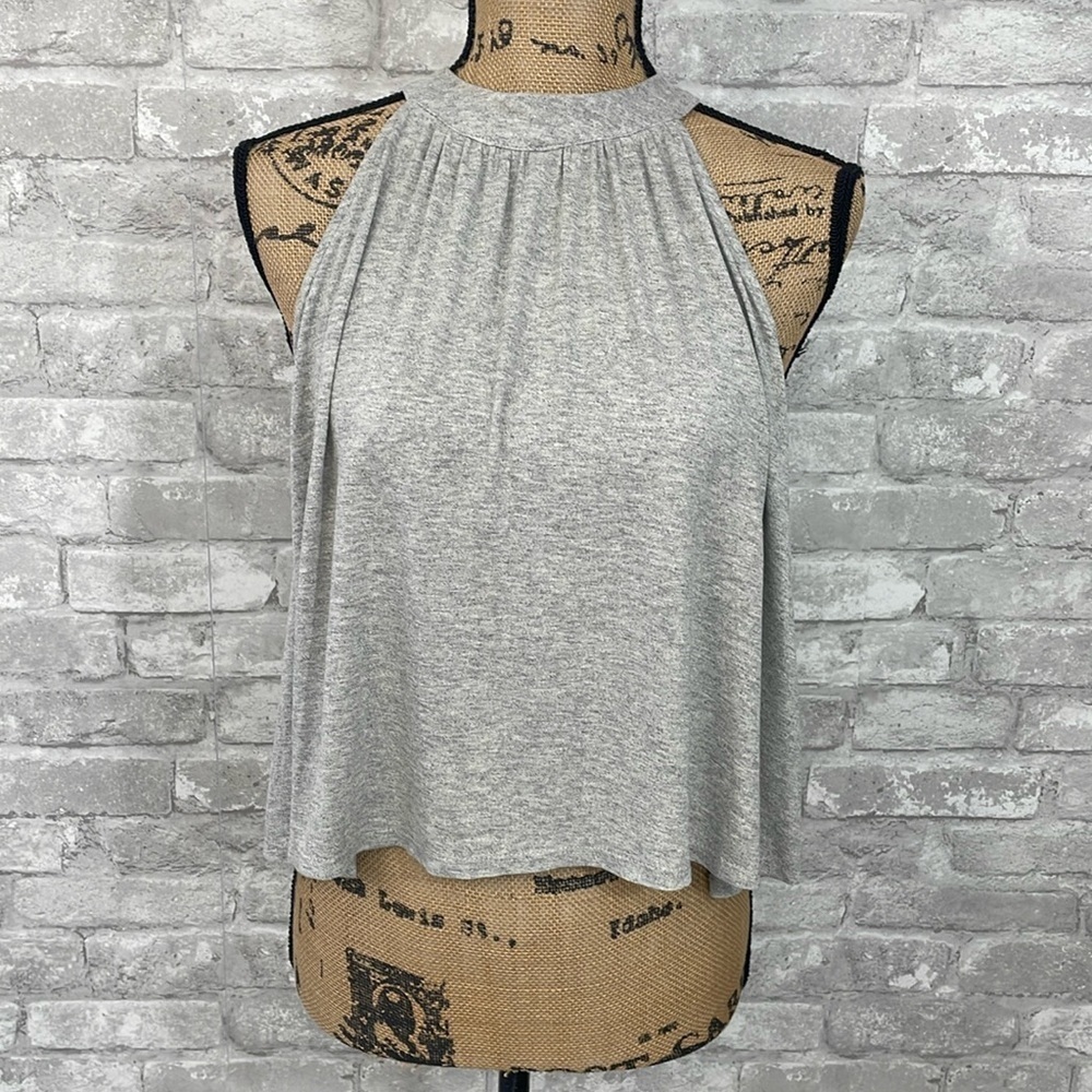 Blue Rain Grey High Neck Crop Top